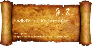 Hadházi Krisztofer névjegykártya